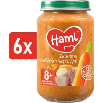 Dětská výživa HAMI masozeleninový příkrm Zelenina s dušeným vepřovým 6x200g