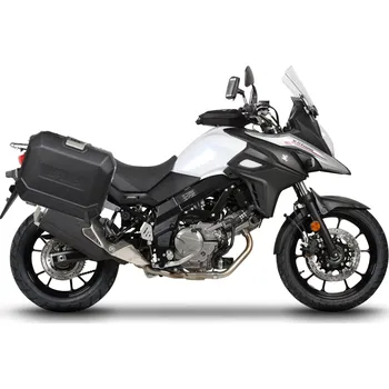 Zavazadlo na motocykl SHAD Kompletní sada bočních černých hliníkových kufrů TERRA BLACK , 47/47 litrů boční kufry, včetně montážní sady SHAD SUZUKI DL 650 V-Strom