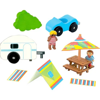 ostatní stavebnice Jeujura Dřevěné figurky ke stavebnicím Dovolená v kempu 8 dílů