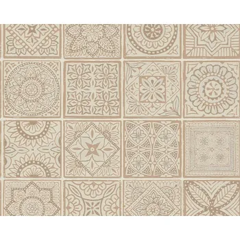 Tapeta Vliesová tapeta 3D mozaika, strukturovaná, béžová, krémová, měděná, metalická, oranžová 389213 / 38921-3 Tapety na zeď Terra (0,53 x 10,05 m) A.S.Création