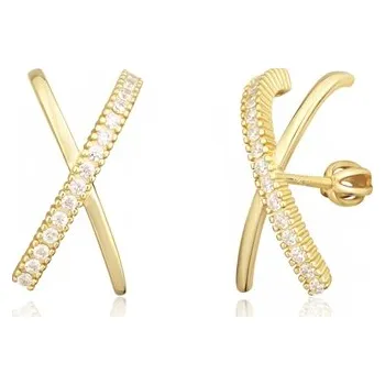 Náušnice Stříbrné zlacené náušnice s čirými zirkony STNAU1577F