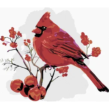 Hračka Diamondi Diamantové malování - ČERVENÝ PTÁČEK V JAŘABINÁCH Rozměr: 40x50 cm, Rámování: bez rámu a bez vypnutí plátna