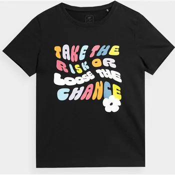 Dívčí tričko 4F 4FJAW23TTSHF0826 DEEP BLACK Dětské tričko EU 134