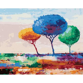 Diamondi Diamantové malování - TŘI BAREVNÉ STROMY Rozměr: 40x50 cm, Rámování: bez rámu a bez vypnutí plátna