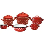 Metalac Sada smaltovaného nádobí Červený puntík, 6-ti dílná