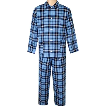 Pánské pyžamo Pánské Pyžamo Flanelové FOLTÝN PF26 světle modrá kostka Velikost: 3XL, Materiál: Flanel