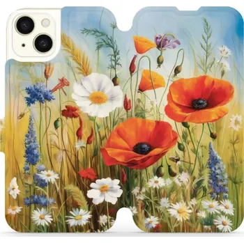 Pouzdro na mobilní telefon Flipové pouzdro Mobiwear - Apple iPhone 15 Plus - VP43S Letní louka (Knížkové flip pouzdro, obal, kryt na mobil Apple iPhone 15 Plus - VP43S Letní louka, materiál Umělá kůže + TPU - ochrana 360°, stojánek, silikonová vanička, magnetické zavírání)