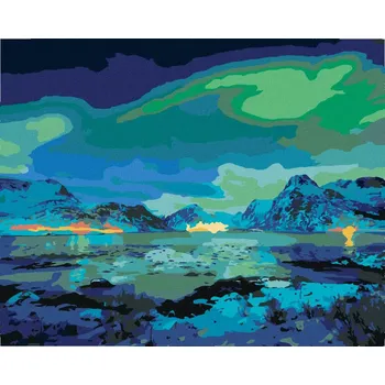 Hračka Diamondi Diamantové malování - POLÁRNÍ ZÁŘE NAD HORAMI Rozměr: 40x50 cm, Rámování: bez rámu a bez vypnutí plátna