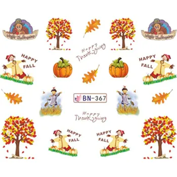 Umělé nehty Barevné podzimní vodolepky na nehty - PODZIM (BN367) (Podzimní obtisky na nehty BN367)