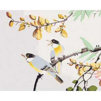 Hračka Diamondi Diamantové malování - PTÁČCI NA STROMĚ ČÍNA Rozměr: 40x50 cm, Rámování: bez rámu a bez vypnutí plátna