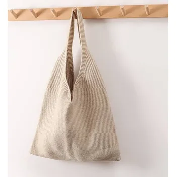 Dámská háčkovaná taška přes rameno - Béžový,S 22 x 18 x 18 cm