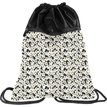 Školní sáček Paso Vak na záda Flowers bílý/černý pevný