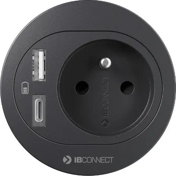 Elektrická zásuvka IBCONNECT Interiérová zásuvka do stolu ATOS 1x230V USB A-C / Černá