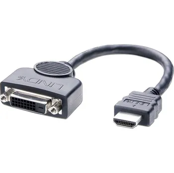 Elektrická zásuvka LINDY HDMI / DVI kabelový adaptér Zástrčka HDMI-A, DVI-D 24+1pol. zásuvka 0.20 m černá 41227 HDMI kabel