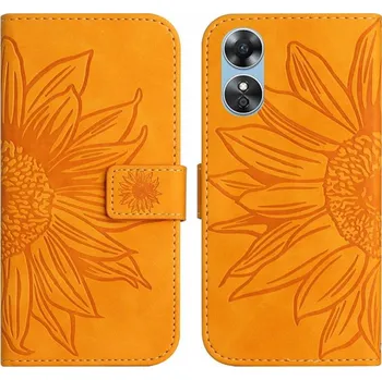 Pouzdro na tablet VSECHNONAMOBIL 53014 ART SUN FLOWER Peněženkové pouzdros řemínkem Oppo A17 žluté