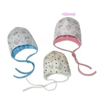 Kojenecká čepice kojenecká zavazovací čepička Baby service sovičky pro holčičky velikost 38