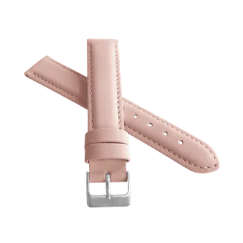 Řemínek na hodinky Růžový prošitý kožený řemínek MINET z jemného nubuku - 14mm na hodinky MSNUP14 (řemínek, pásek na hodinky)