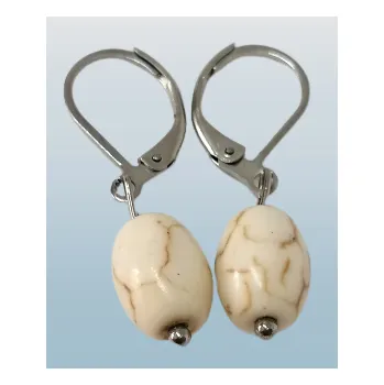 Náušnice Naušnice magnezit-křepelčí kámen (s chirurgickou ocelí)