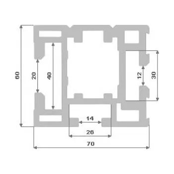 Stavební profil Al profil - Pravítko 70x60 elox