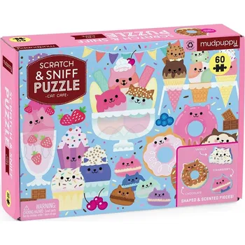 Puzzle Mudpuppy Puzzle Kočičí kavárna s vůní 60 dílků