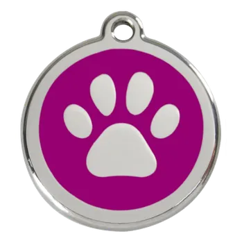 psí známka RED DINGO Známka střední vč. rytí Tlapka fialová 30 mm Počet řádků: 2 řádky textu