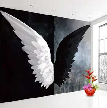 Tapeta Solution Media 3D tapeta - Black and white Wings MU2673 1 - Voděodolné plátno - Textilní tapeta omyvatelná - 250g/m2