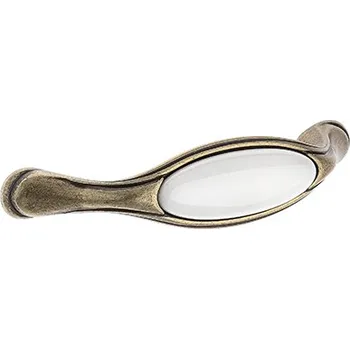 Nábytek TULIP Úchytka Margarita 96 starozlatá/porcelán béžový (TULIP Úchytka Margarita 96 starozlatá/porcelán béžový)