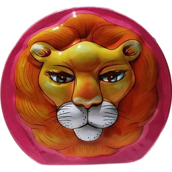 Plechová pokladnička s velkou kočkou - lvem Barva: růžová