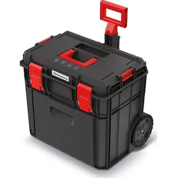 Kufr na nářadí s transp. kolečky X BLOCK PRO černý 546x380x510mm, zásuvka