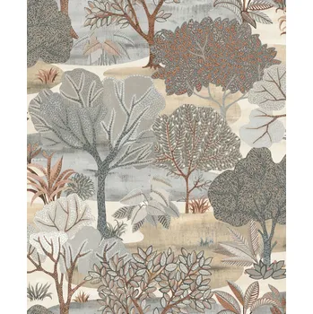 Tapeta Decoprint Šedo-hnědá vliesová tapeta na zeď, stromy, AL26251, Allure, Decoprint, velikost 10,05 x 0,53 m