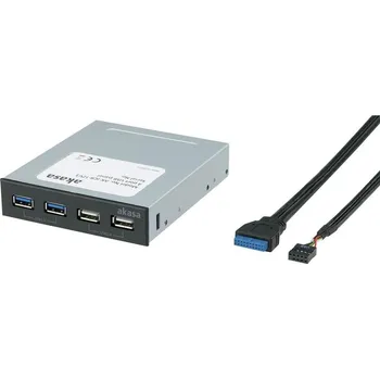 USB hub Akasa Akasa InterConnect S - Anschlüsse am vorderen Bedienfeld des Speicherschachts (A 4 porty USB 3.0 / USB 2.0 hub pod
