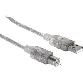 Mobilní telefon Manhattan USB kabel USB 2.0 USB-A zástrčka, USB-B zástrčka 3.00 m stříbrná 340458
