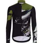 HOLOKOLO Cyklistický dres s dlouhým rukávem zimní - CAMOUFLAGE WINTER - zelená/černá