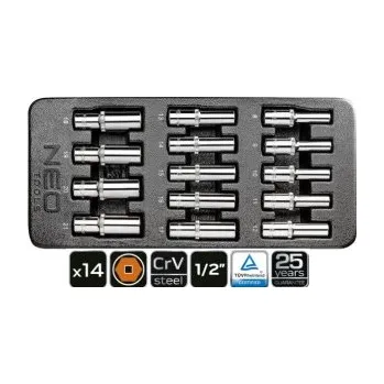 Autodílna Sada prodloužených hlavic 1/2", 14ks, , TOPEX, 84-243