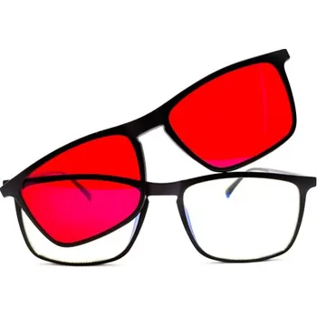 Počítačové brýle Brýle na počítač 2 v 1 proti 100% modrému a zelenému světlu, čirá a červená skla + zdarma obal a hadřík