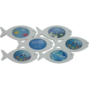 Fotorámeček Ryby fotorámeček na 6 fotografií 68 x 30 cm bílý