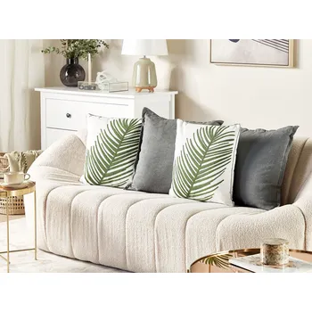 Dekorativní polštářek Sada 2 dekorativních polštářů zelená bavlna 45 x 45 cm motiv palmy moderní design obývací pokoj předsíň Beliani
