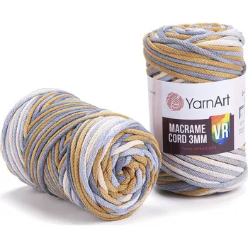 Příze Pletací / háčkovací příze YarnArt MACRAME CORD VR 3mm 918 hořčicovo-šedá, melírovaná 250g/85m