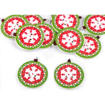 Knoflík Dřevěný dekorační knoflík vánoční