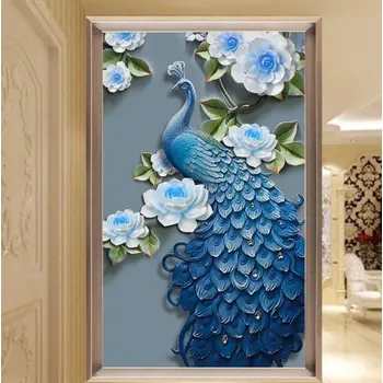 Fototapeta Solution Media 3D tapeta - Modrý páv MU1884 4 - Slámová textura - Vliesová tapeta - 300g/m2