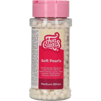 Jedlá dekorace na dort FunCakes Soft Pearls - perly střední bílé 60 g