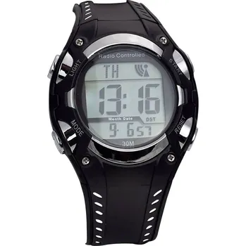 Hodinky EUROTIME DCF náramkové hodinky 1681987 (Ø x v) 40 mm x 16 mm černá/stříbrná Materiál pouzdra=plast materiál řemínku=plas