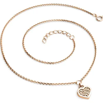 Náhrdelník Dámský náhrdelník přírodní diamant 0.096 ct srdce s brilianty růžové zlato 10881-NH01A-CV-Champ délka 40 cm