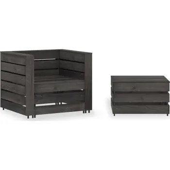 Zahradní pohovka Petrashop 2dílná zahradní sedací souprava z palet impregnovaná borovice Šedá316199