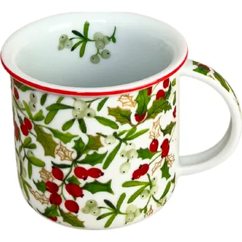 Český porcelán, a.s., Dubí Hrnek Tina, 250 ml, jmelí a cesmína, porcelán Dubí