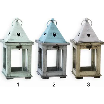 Zahradní dekorace Lucerna dřevo 27cm mix