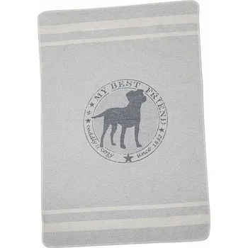 Dětská deka DF David Fussenegger Bavlněná deka DF pro psy BEST FRIEND sv. šedá 100x140 cm