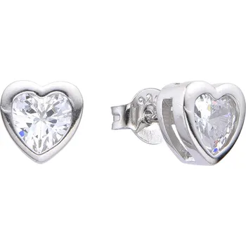 Náušnice NUBIS® Stříbrné náušnice srdíčka se zirkony 6mm - NB-3898-06