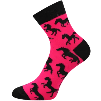 Pánské ponožky Ponožky - Koně růžové - velikost 39-42 (Velikost 39-42)