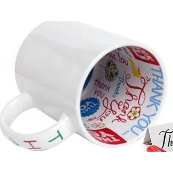 Gravírování Bílý hrnek DĚKUJI - THANK YOU s vlastním potiskem